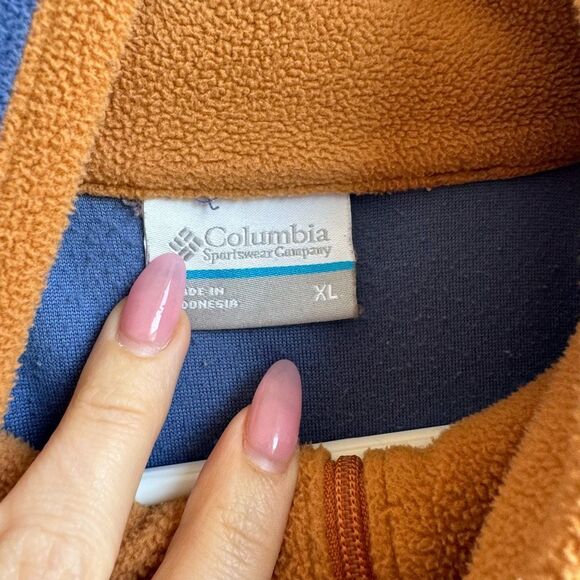$5/$25 Columbia Sweatshirt Womens XL Two Tone Fleece Quarter Zip Pullover Blue - Picture 3 of 7